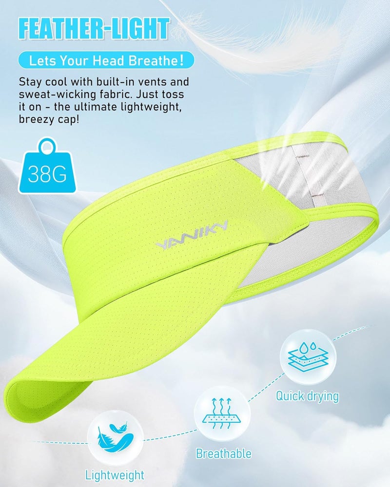 YANIKY Sports Sun Visor Hats for Women Men Lightweight Breathable Cooling Stretchy Visors Foldable UPF 50+ for Running Tennis Golf - Image 5
